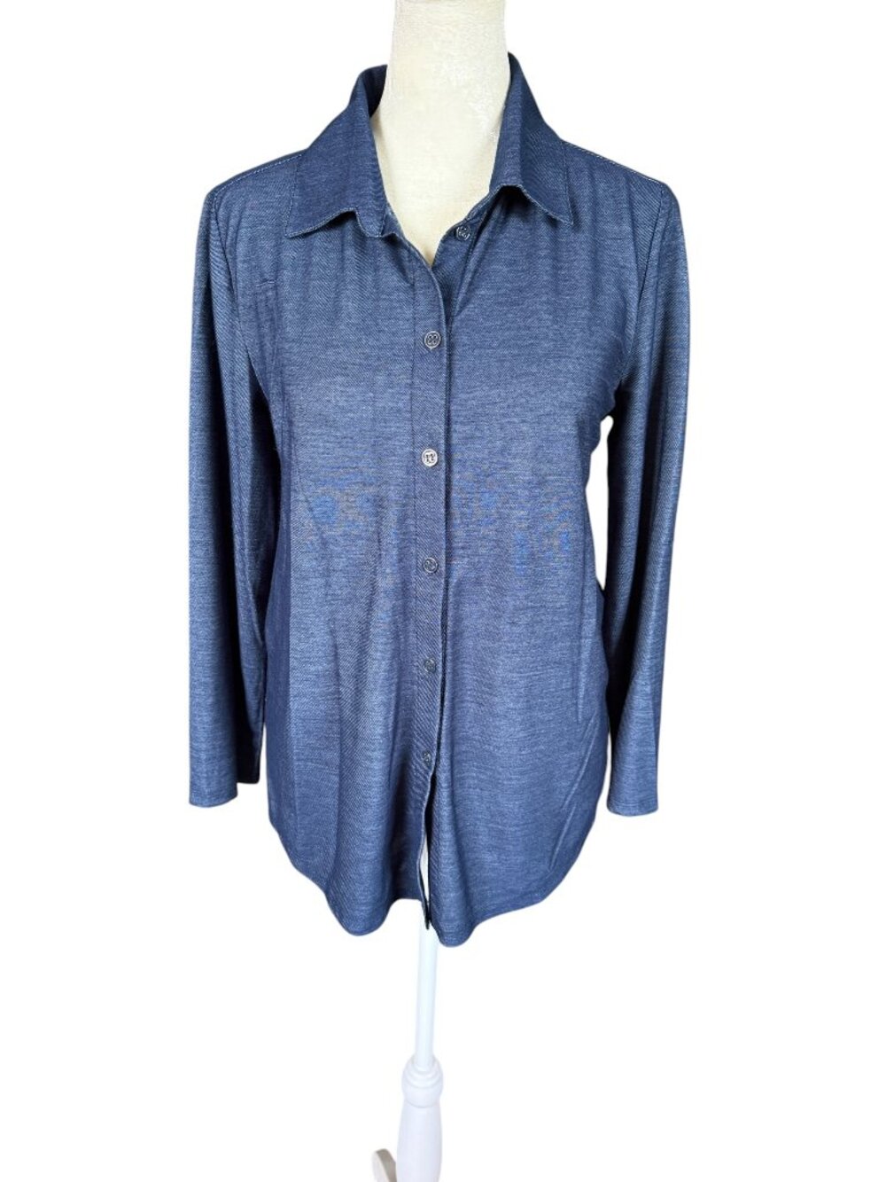89TH & Madison dark blue long sleeve collared button down shirt women's small